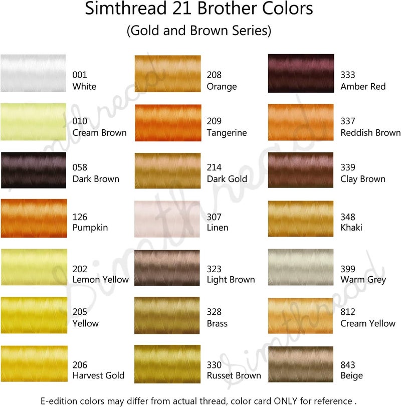 simthread Embroidery Machine Thread Kit 800Y 21 Spools Brown and Gold Colors for Professional Embroidery Design - Image 4